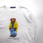 Polo Ralph Lauren ポロベア 前V スウェット トレーナー M ホワイト コットン