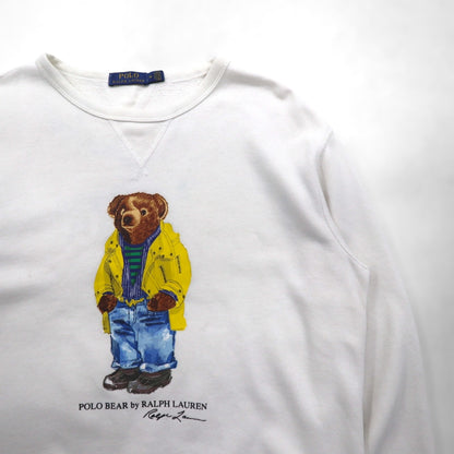 Polo Ralph Lauren ポロベア 前V スウェット トレーナー M ホワイト コットン