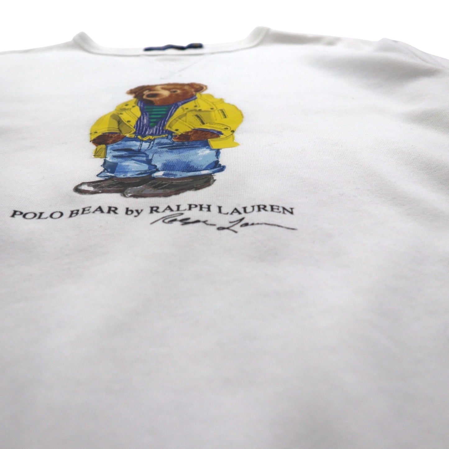 Polo Ralph Lauren ポロベア 前V スウェット トレーナー M ホワイト コットン