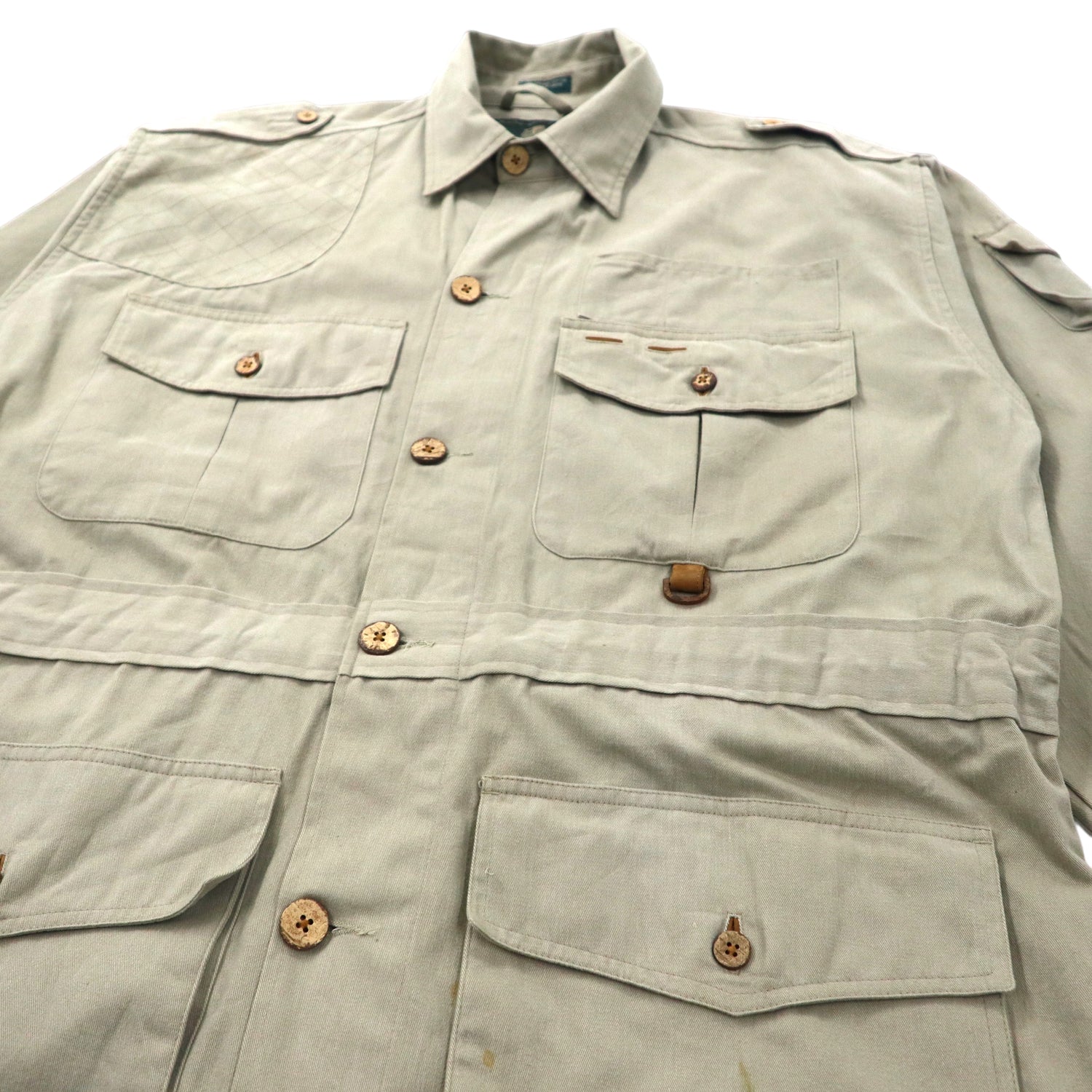 ORVIS 90's Safari Jacket L Beige Cotton Draw Code Ecuador Made 