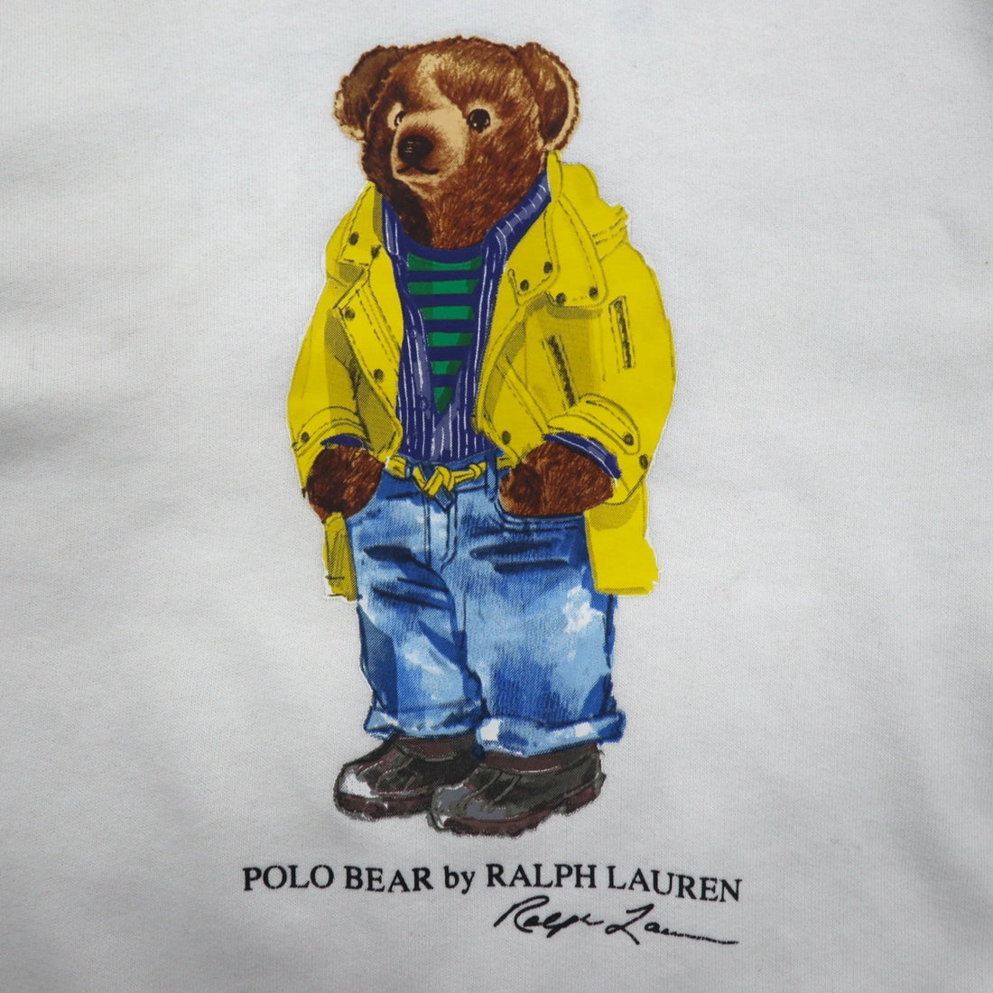 Polo Ralph Lauren Bear Front V Sweatshirt, Medium, White Cotton