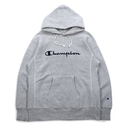 Champion リバースウィーブ REVERSE WEAVE プルオーバーパーカー XL グレー スクリプトロゴ刺繍 青単タグ 復刻 C3-L107