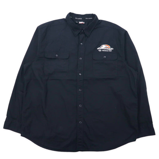 HARLEY DAVIDSON Racing ワークシャツ 2XL ブラック コットン Screamin' Eagle ビッグサイズ