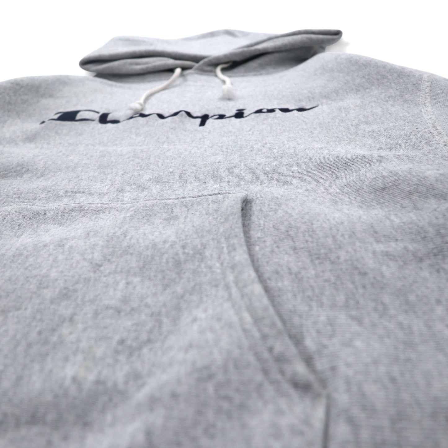 Champion リバースウィーブ REVERSE WEAVE プルオーバーパーカー XL グレー スクリプトロゴ刺繍 青単タグ 復刻 C3-L107