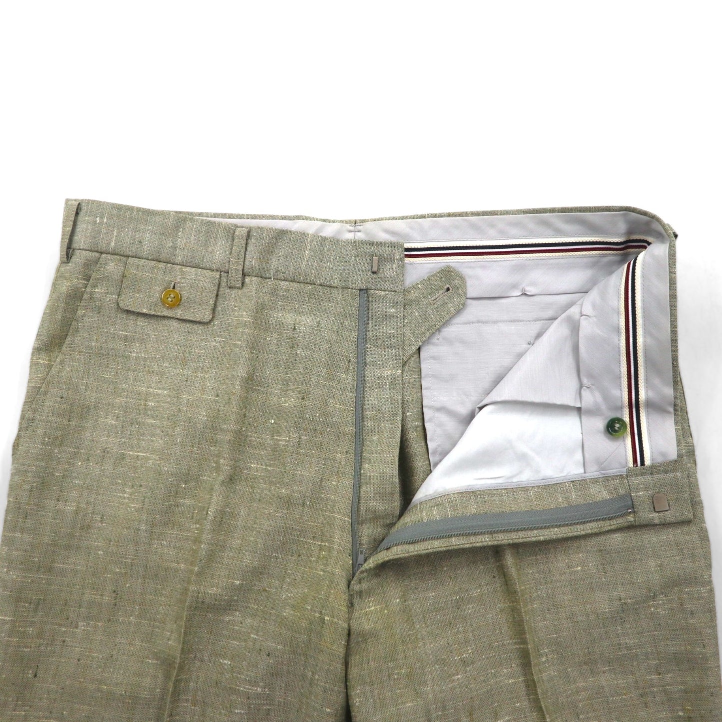 Vintage 90s Linen Suit TENGEN NEO PRETA 90年代 リネン混 2B サマースーツ セットアップ M ベージュ 麻 ペイズリー柄 裏地 ワイド