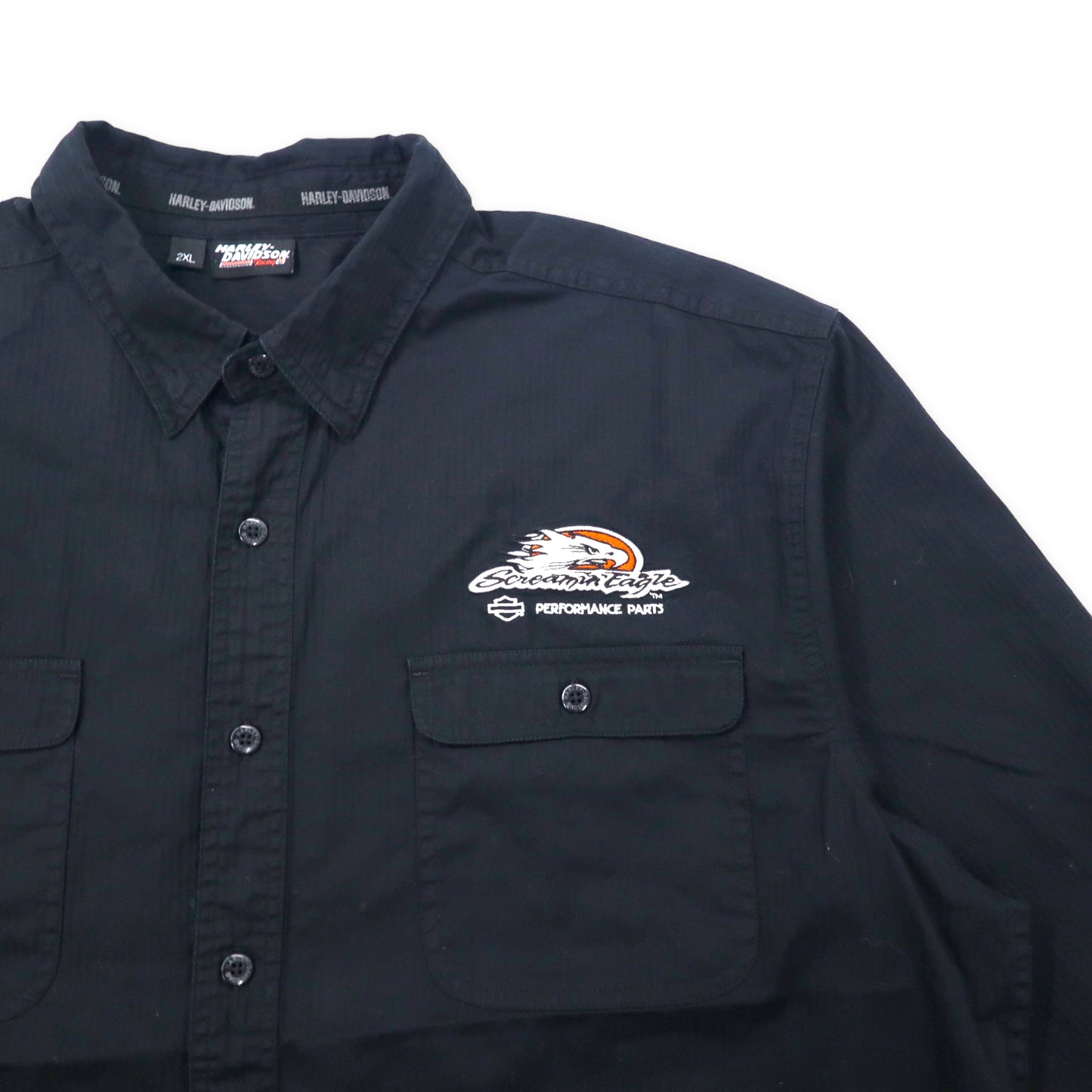 HARLEY DAVIDSON Racing ワークシャツ 2XL ブラック コットン Screamin' Eagle ビッグサイズ