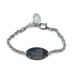 FENDI Selleria Logo Plate Chain Bracelet Silver STERLING 925