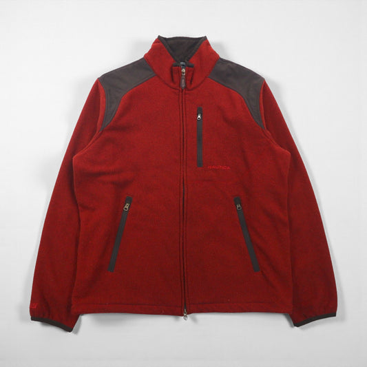 NAUTICA フルジップ フリースジャケット L レッド OUTERLITE SERIES ダブルジップ NAUTEX