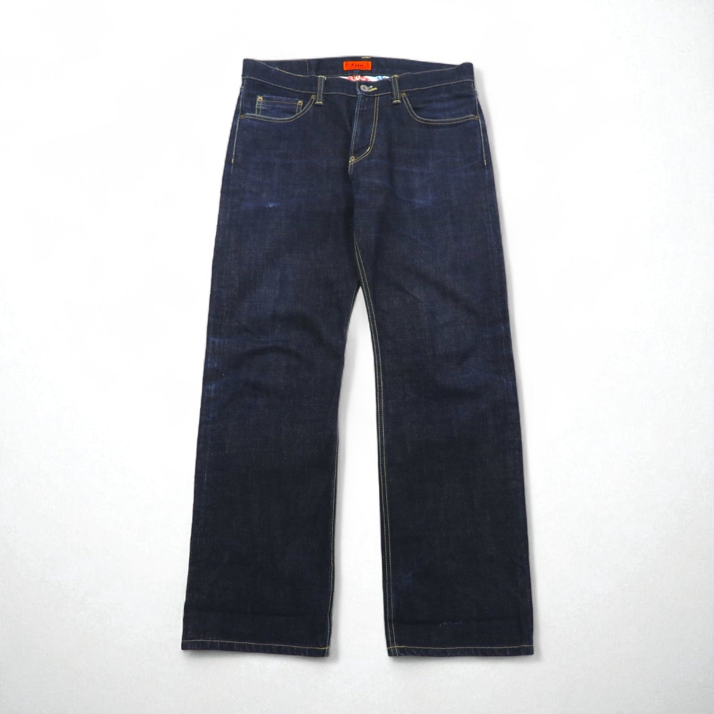 Calee Selvedge Rigid Straight Denim Pants, XL, Indigo Blue, Made in Japan
