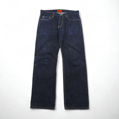 Calee Selvedge Rigid Straight Denim Pants, XL, Indigo Blue, Made in Japan