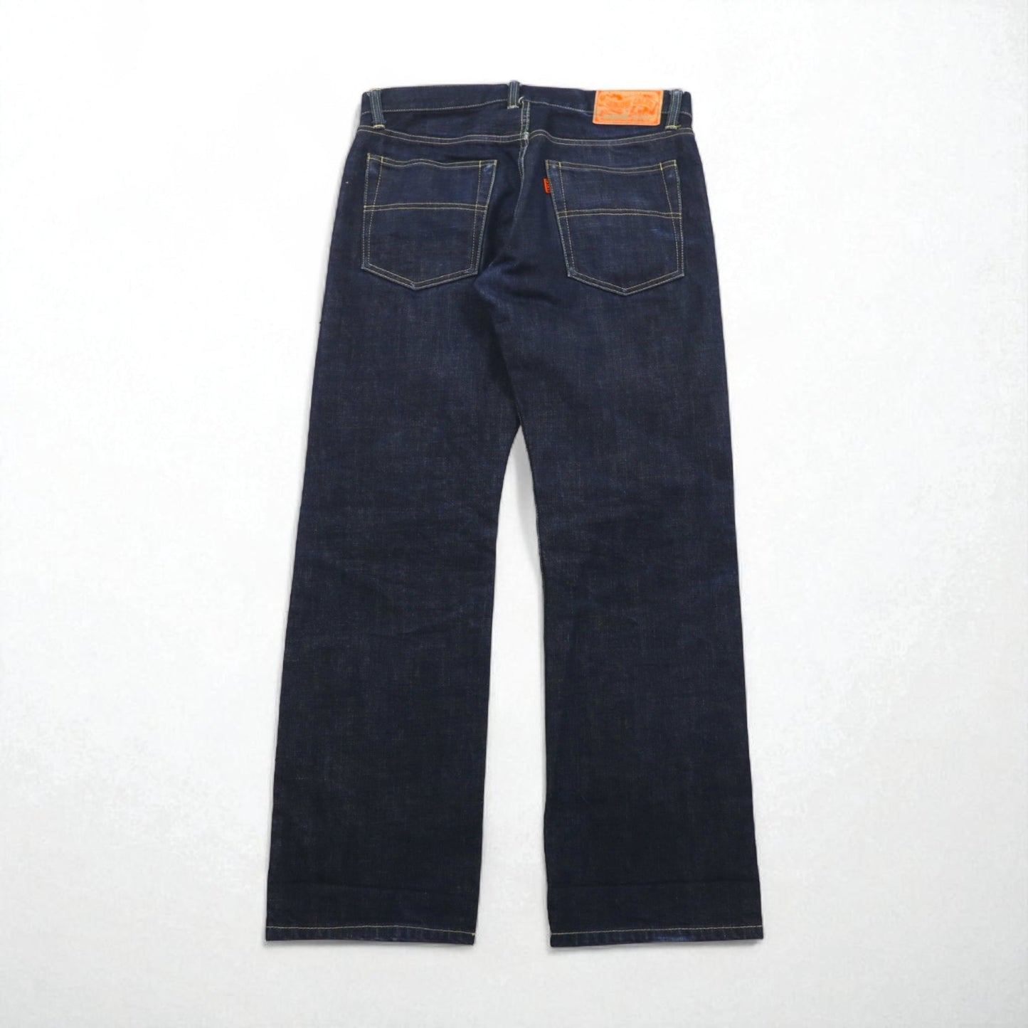 Calee Selvedge Rigid Straight Denim Pants, XL, Indigo Blue, Made in Japan