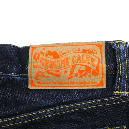 Calee Selvedge Rigid Straight Denim Pants, XL, Indigo Blue, Made in Japan