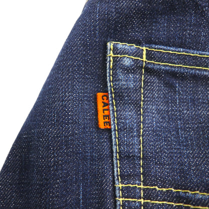 Calee Selvedge Rigid Straight Denim Pants, XL, Indigo Blue, Made in Japan