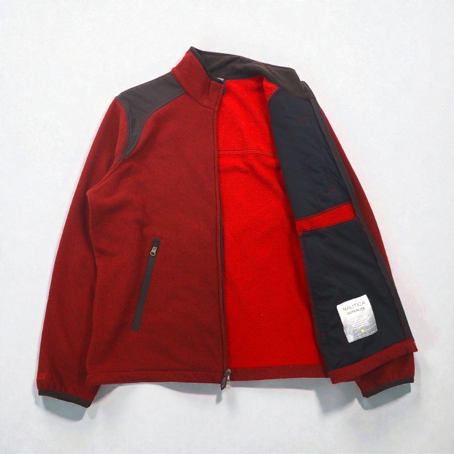 NAUTICA フルジップ フリースジャケット L レッド OUTERLITE SERIES ダブルジップ NAUTEX