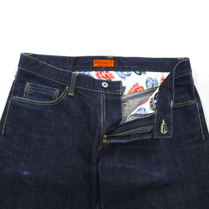 Calee Selvedge Rigid Straight Denim Pants, XL, Indigo Blue, Made in Japan