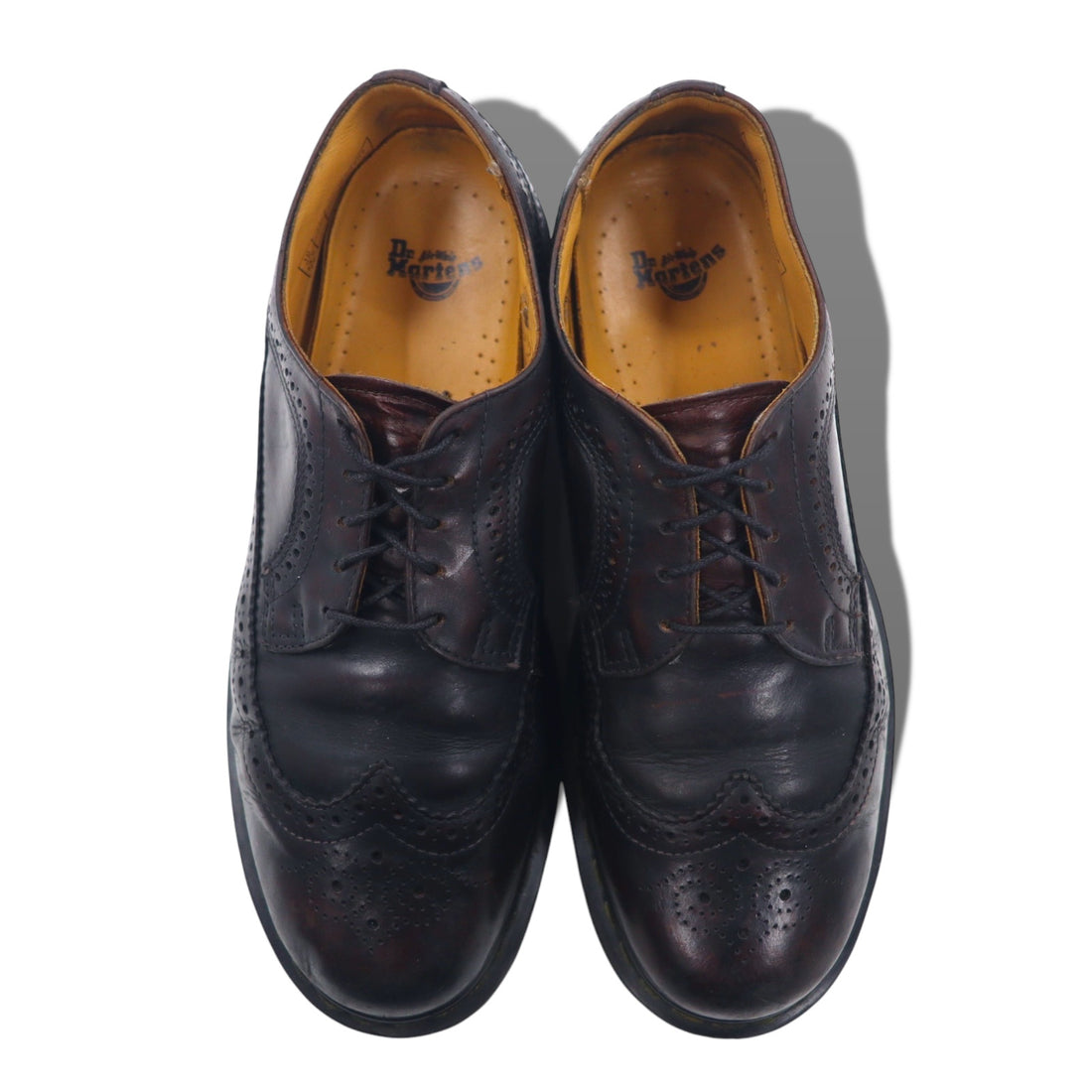Dr. Martens Full Brogue Wingtip Dress Shoes 29cm Brown Leather Medallion 3989