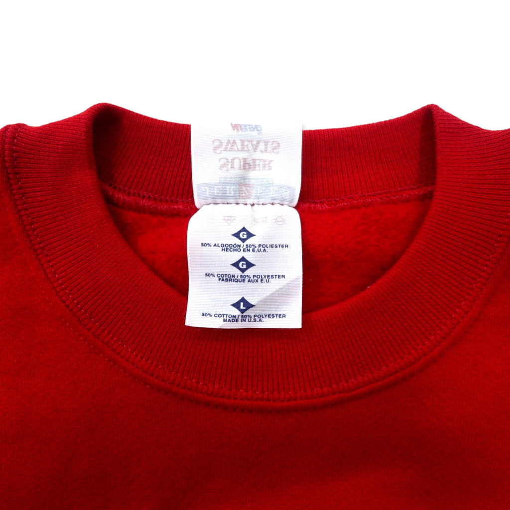 JERZEES USA製 90年代 SUPER SWEATS カレッジ刺繍 スウェット L レッド コットン 裏起毛 Russell Elementary School