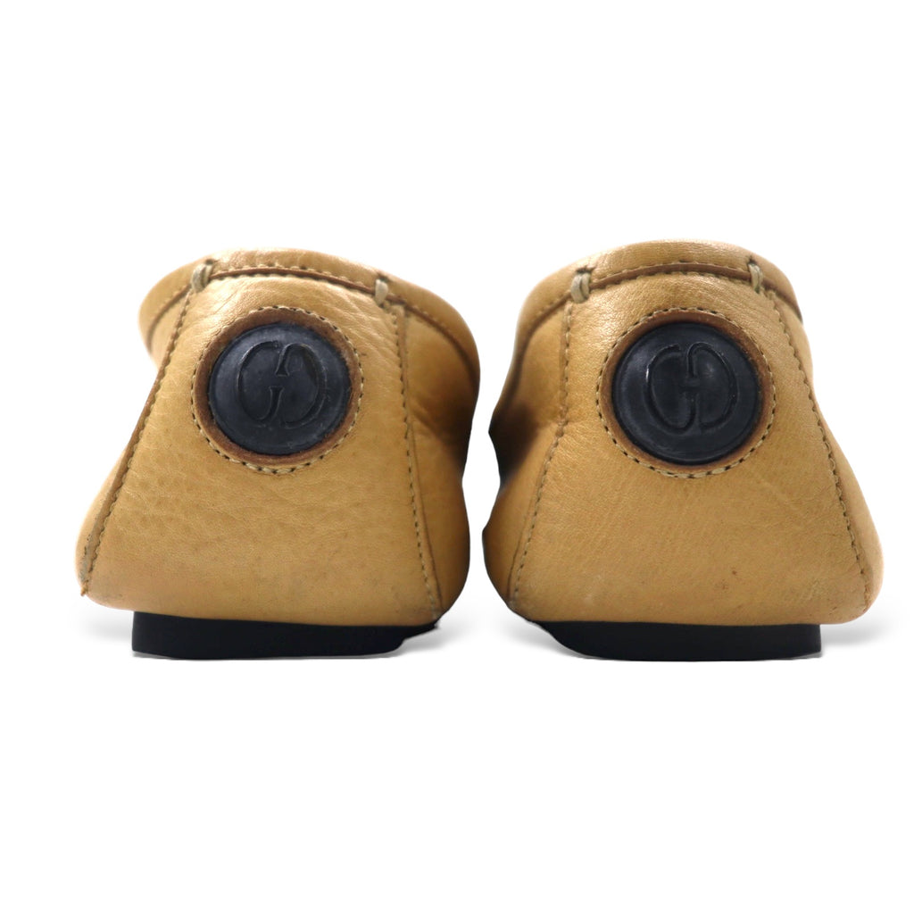 GUCCI ドライビングシューズ 23cm ベージュ レザー シボ革 110101 イタリア製