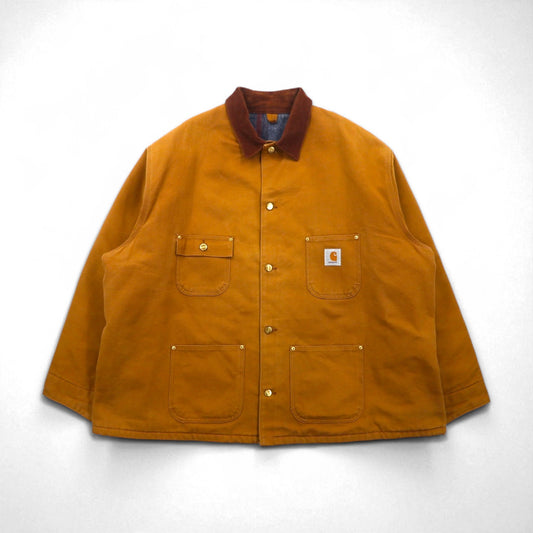 carhartt ミシガン ダック チョアコート カバーオール 2XL キャメル ブランケットライナー 襟コーデュロイ ビッグサイズ