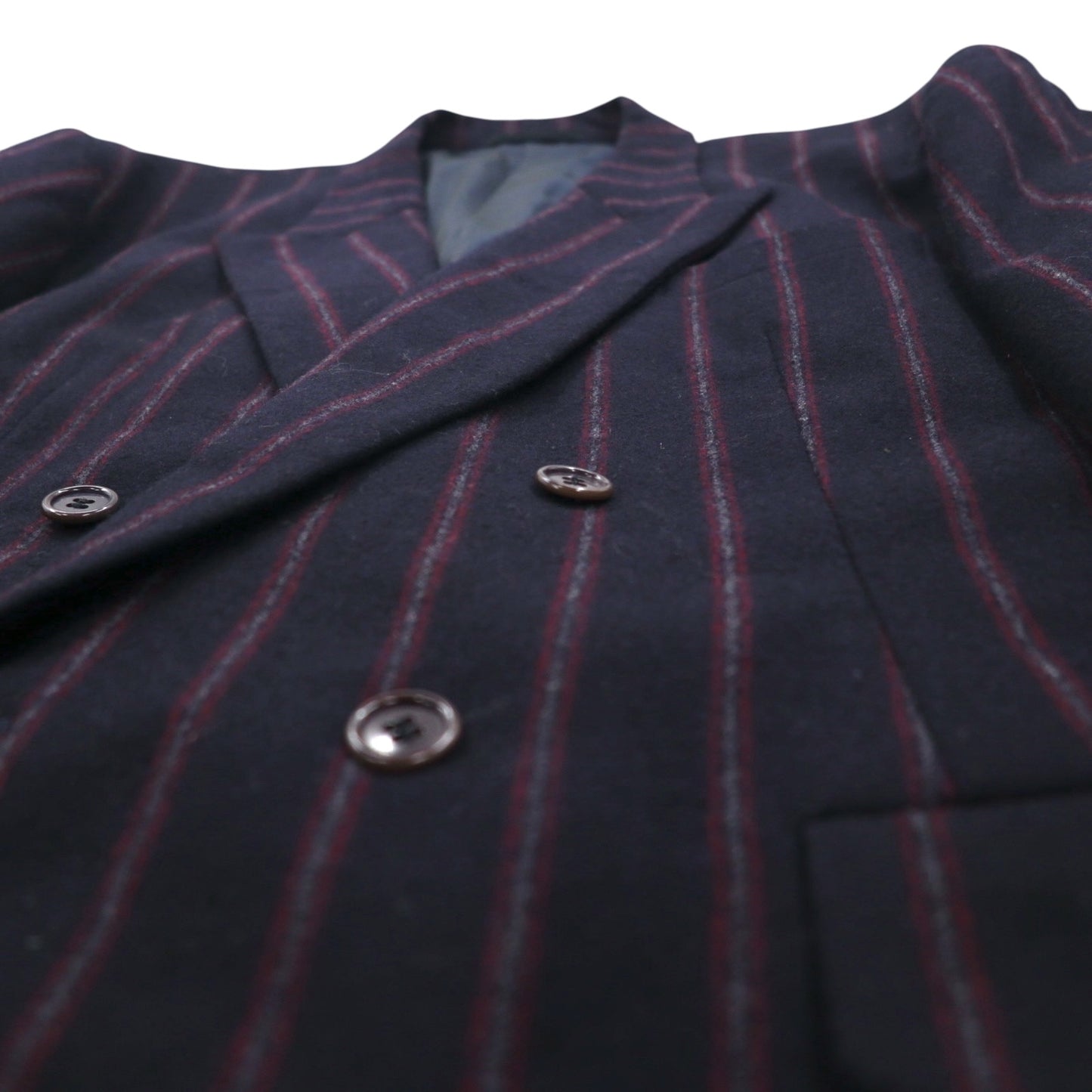 TAKEO KIKUCHI 90年代 ダブル ブレザー テーラードジャケット M ネイビー ストライプ ウール AFTER WORKS