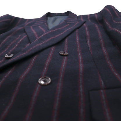 TAKEO KIKUCHI 90年代 ダブル ブレザー テーラードジャケット M ネイビー ストライプ ウール AFTER WORKS