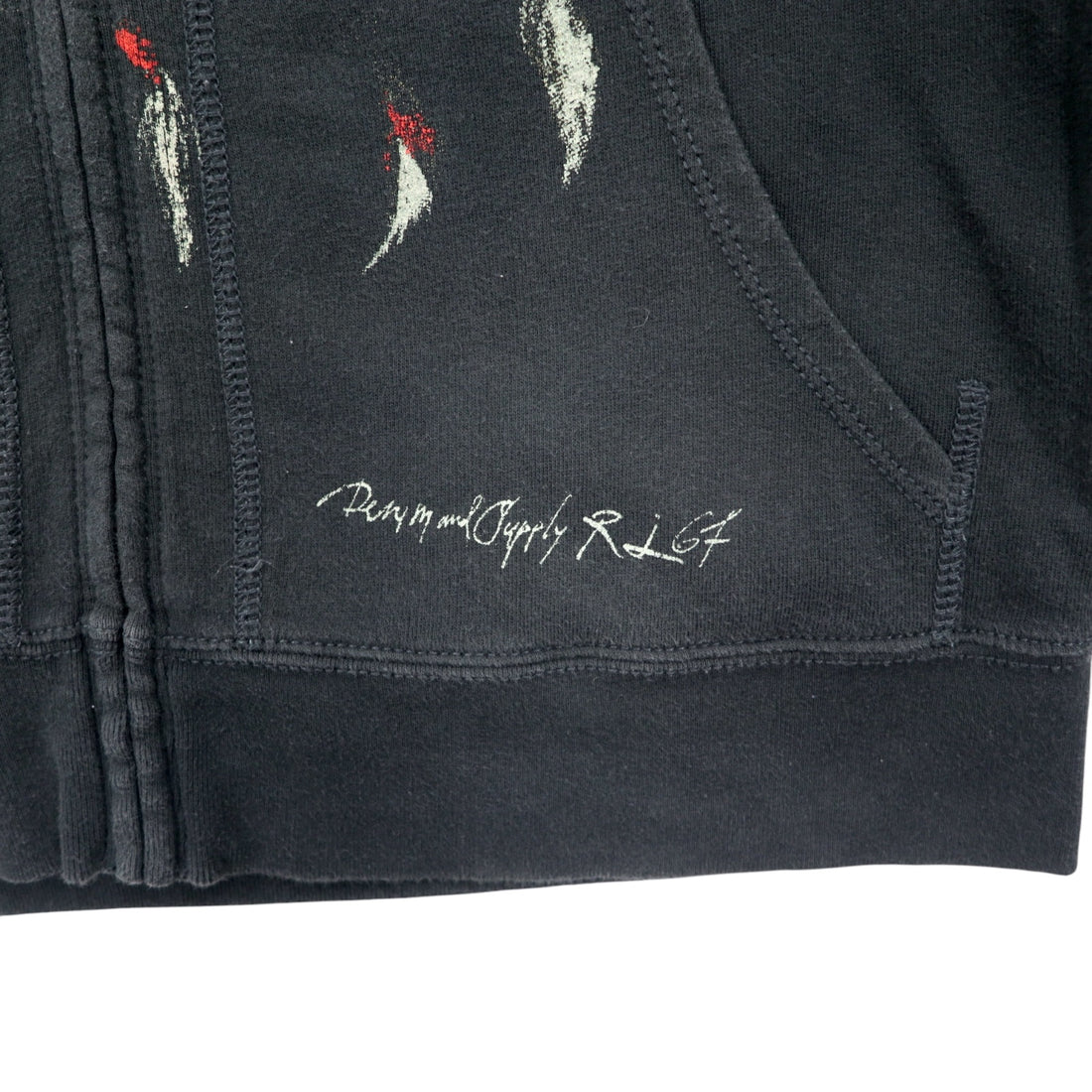 DENIM &amp; SUPPLY RALPH LAUREN Indian Print Full Zip Hoodie S Black Cotton