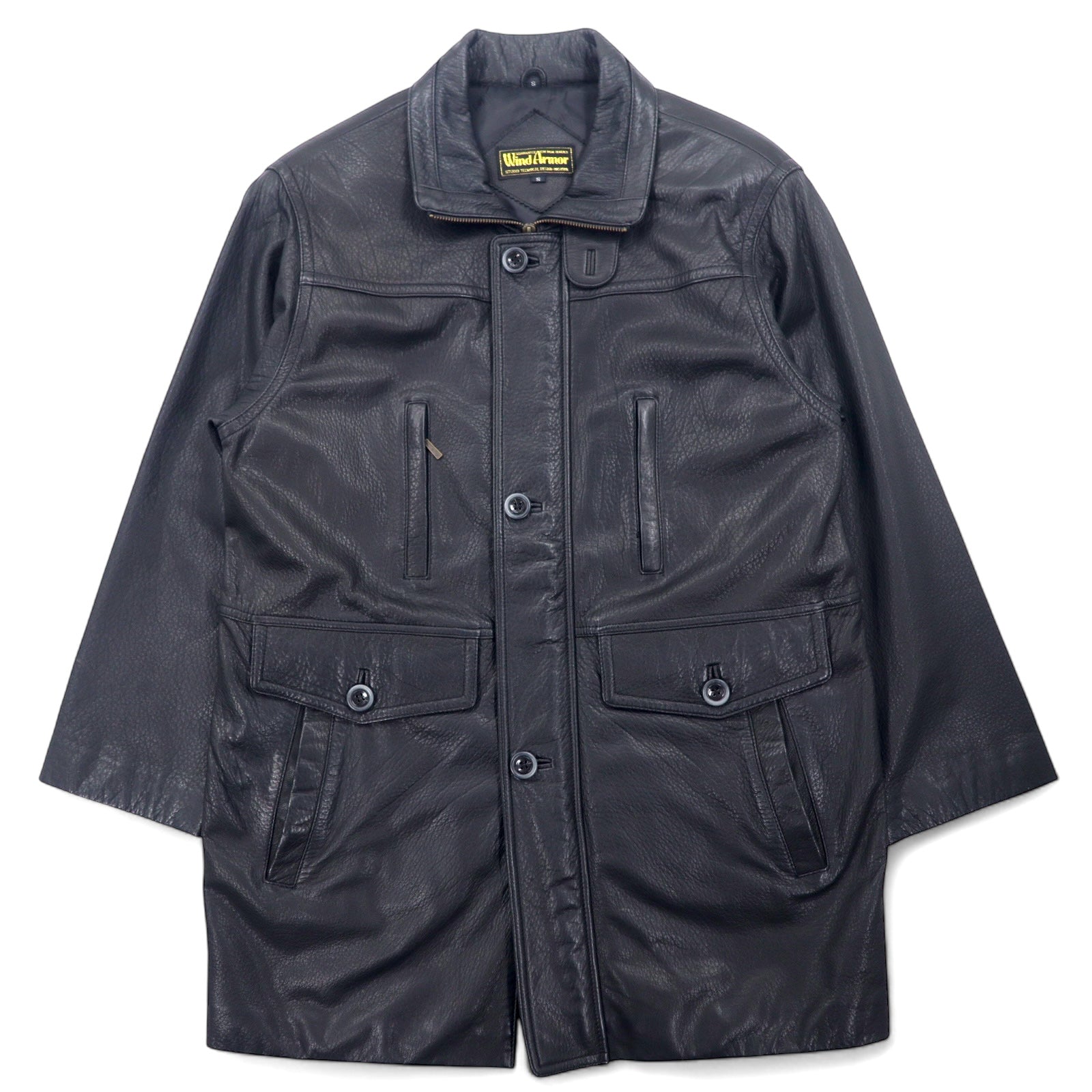 日本然リトテ-古着オンライン-Wind Armour ディアスキン イギリス産レザー カーコート L ブラック 鹿革-Wind Armor Deerskin British Leather Car Coat L Black Deerskin