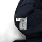 TAKEO KIKUCHI 90s Double Breasted Leather Tailored Jacket, Size M, Navy Stripe Wool, AFTER WORKS