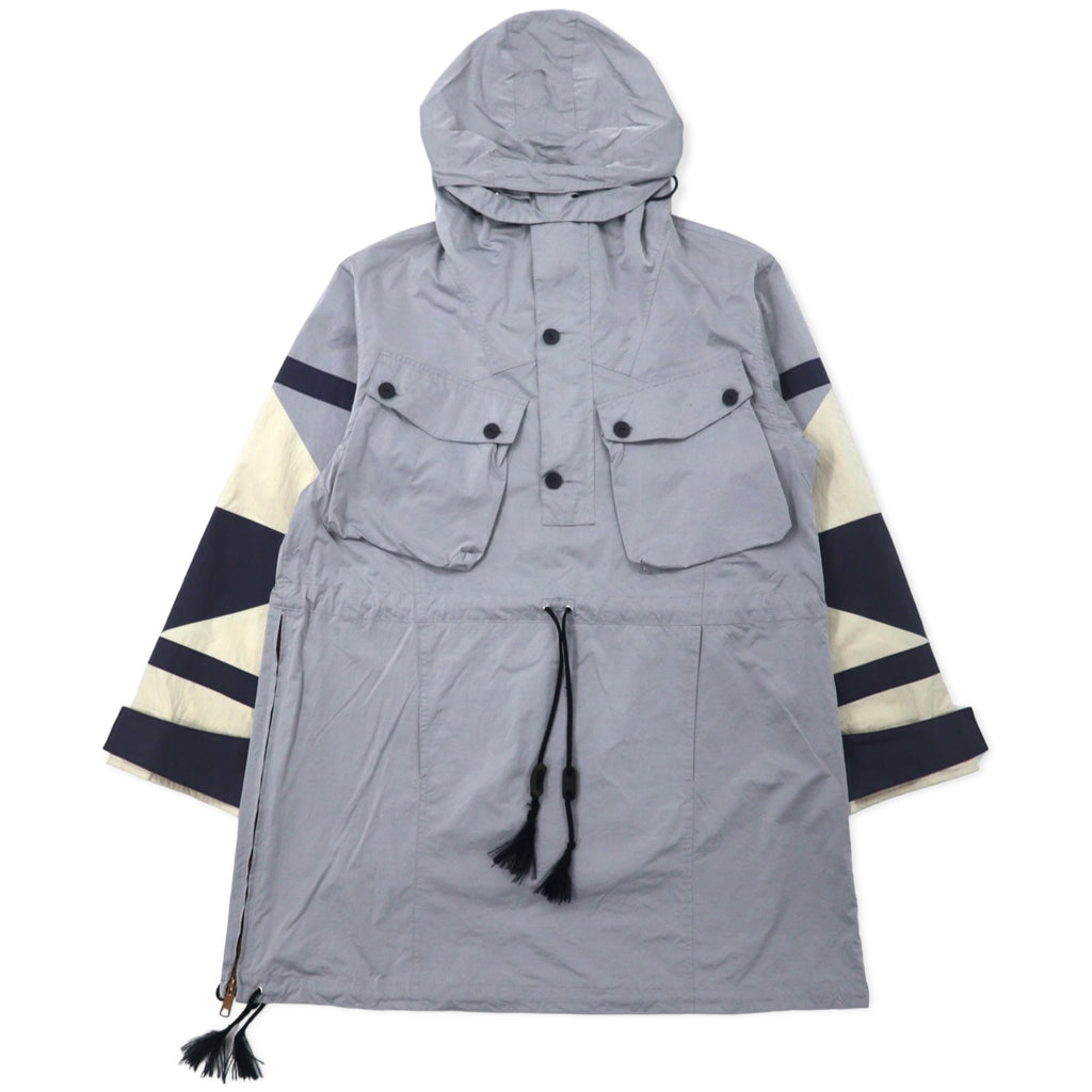 日本然リトテ-古着オンライン-LEH アノラックパーカー M グレー ナイロン ドローコード サイドスリット 日本製-LEH Anorak Hoodie M Gray Nylon Drawcord Side Slit Japan Made