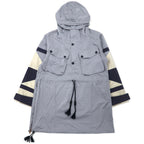 日本然リトテ-古着オンライン-LEH アノラックパーカー M グレー ナイロン ドローコード サイドスリット 日本製-LEH Anorak Hoodie M Gray Nylon Drawcord Side Slit Japan Made