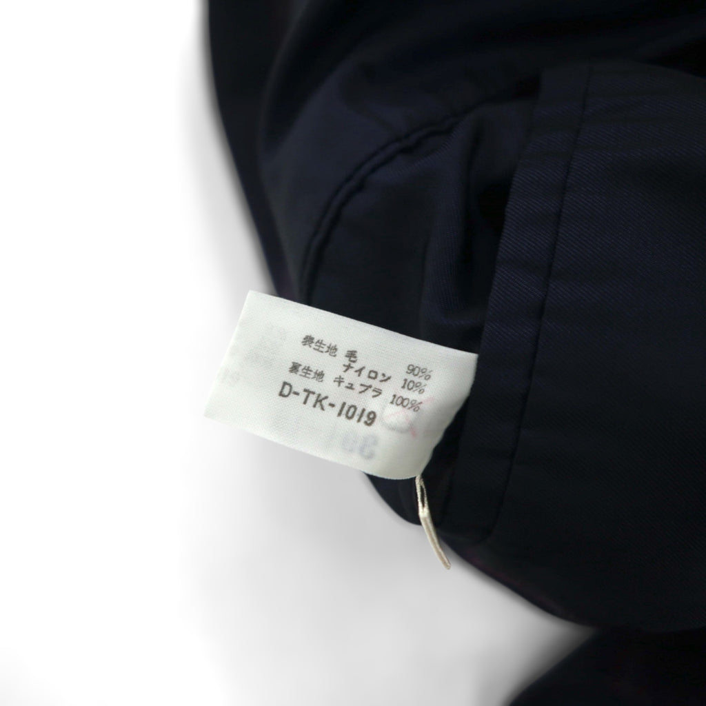 TAKEO KIKUCHI 90s Double Breasted Leather Tailored Jacket, Size M, Navy Stripe Wool, AFTER WORKS