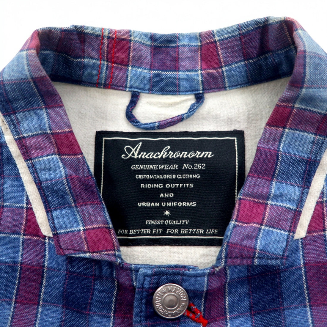 Anachronorm カバーオール シャツ ジャケット S ブルー チェック コットン 日本製
