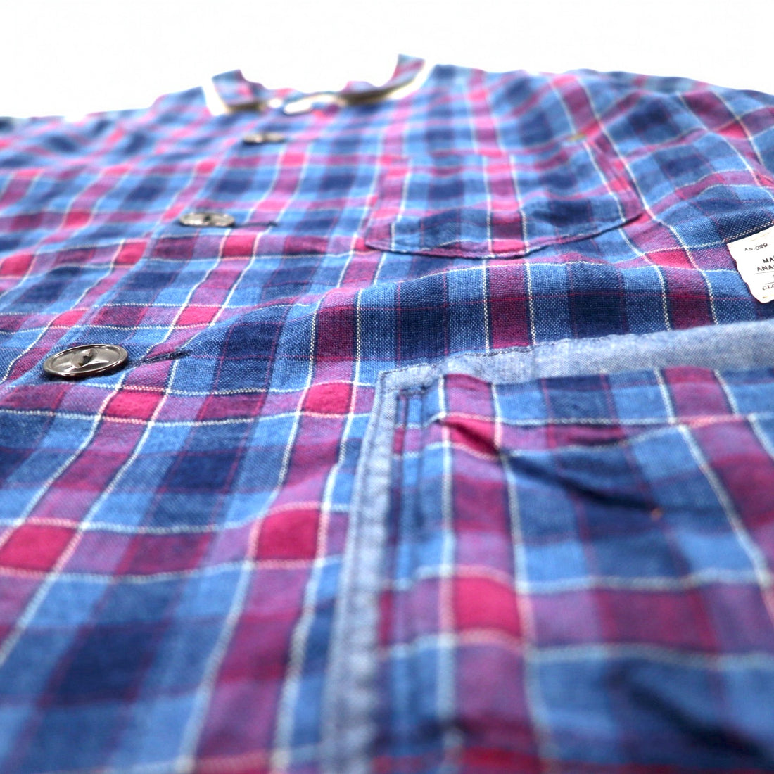 Anachronorm カバーオール シャツ ジャケット S ブルー チェック コットン 日本製