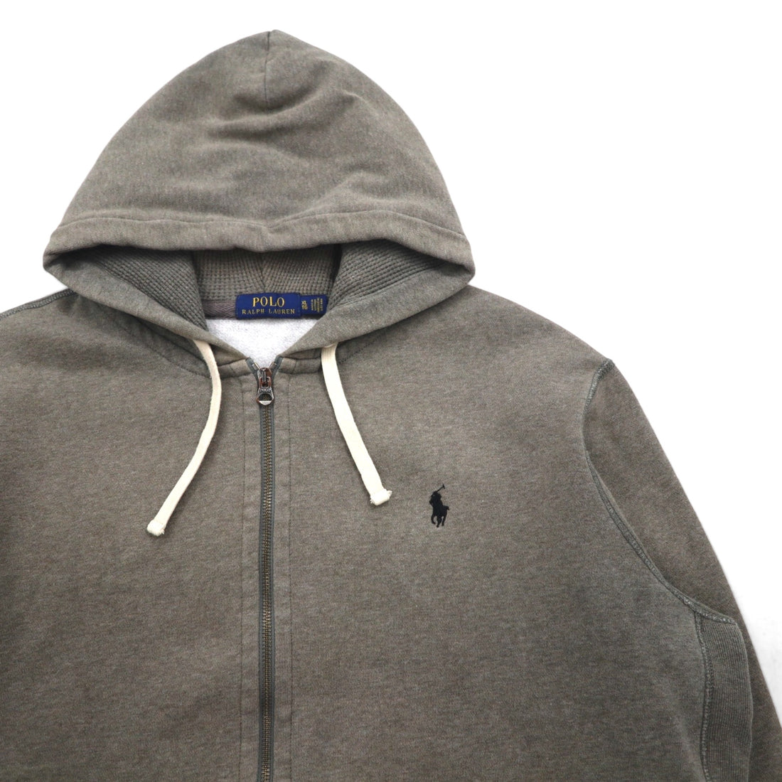 POLO RALPH LAUREN Reverse Weave Full-Zip Hoodie, XL, Gray and Khaki, Small Pony Embroidery