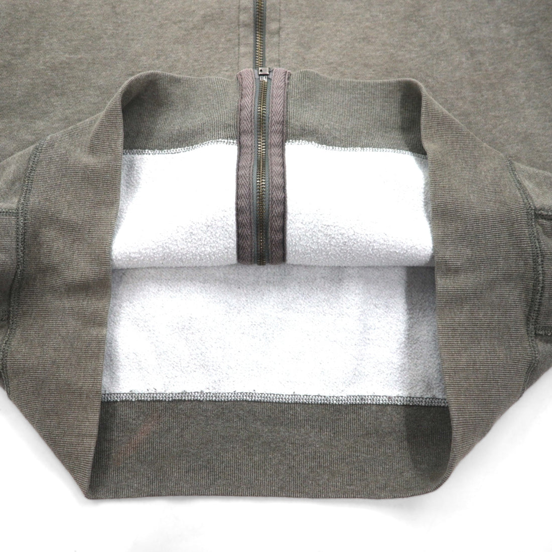 POLO RALPH LAUREN Reverse Weave Full-Zip Hoodie, XL, Gray and Khaki, Small Pony Embroidery