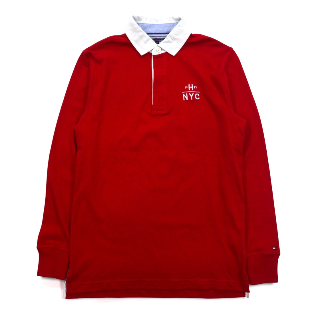 TOMMY HILFIGER Rugby Shirt M Red Cotton Logo Embroidery MW0MW06611