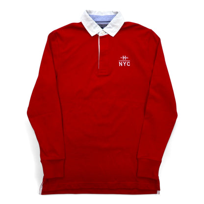 TOMMY HILFIGER ラガーシャツ M レッド コットン ロゴ刺繍 MW0MW06611