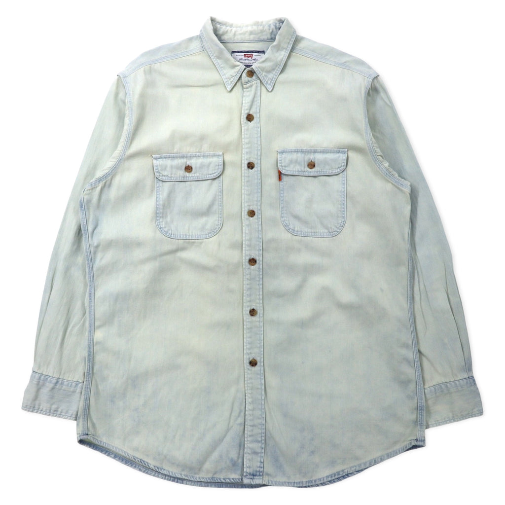 日本然リトテ-古着オンライン-Levi's 90年代 アイスウォッシュ デニムシャツ L ブルー コットン オレンジタブ-Levi's 90's Ice Wash Denim Shirt L Blue Cotton Orange Tab