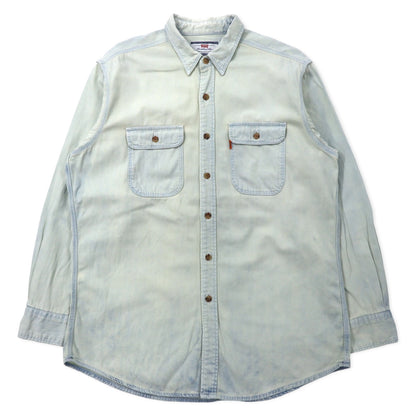 日本然リトテ-古着オンライン-Levi's 90年代 アイスウォッシュ デニムシャツ L ブルー コットン オレンジタブ-Levi's 90's Ice Wash Denim Shirt L Blue Cotton Orange Tab