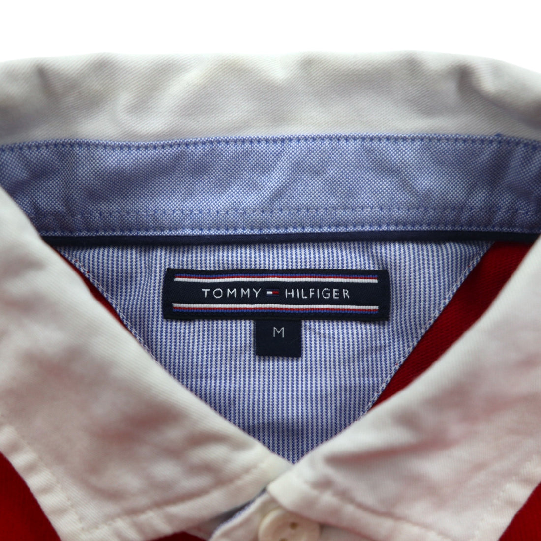 TOMMY HILFIGER Rugby Shirt M Red Cotton Logo Embroidery MW0MW06611