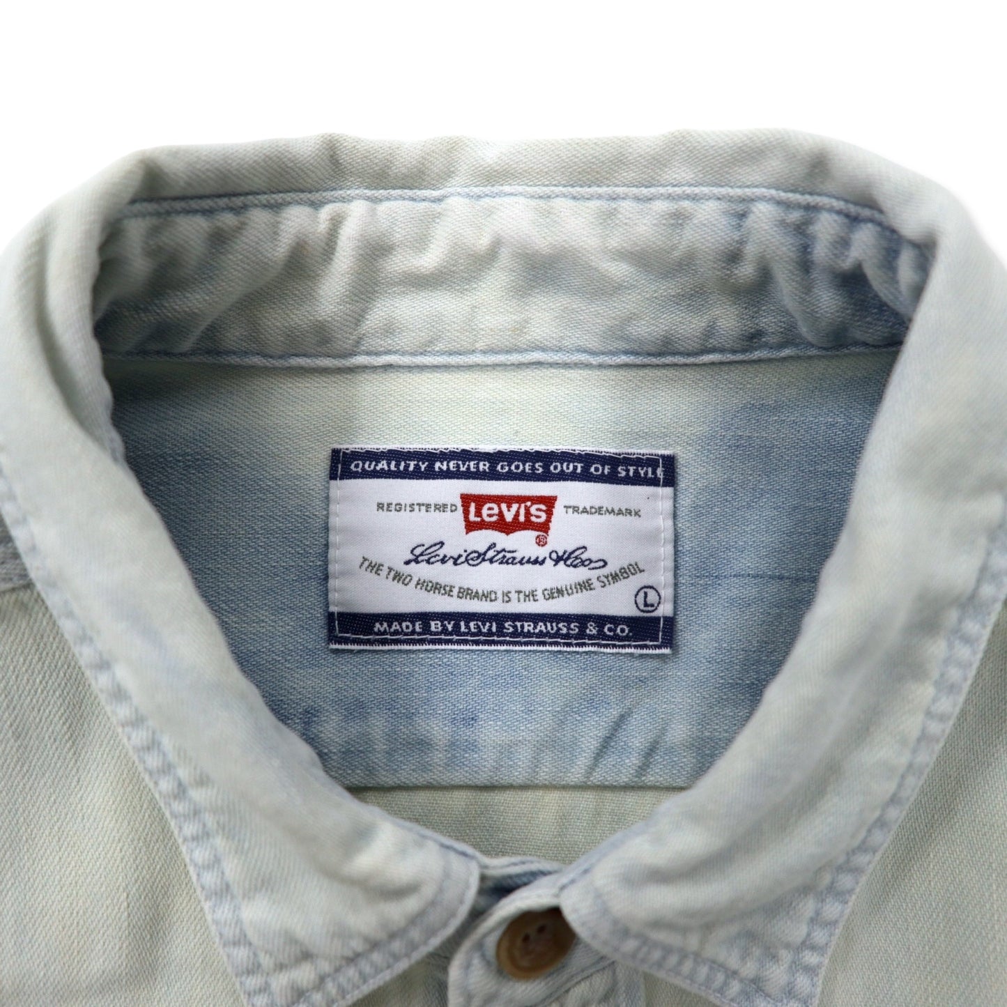 Levi's 90s Ice Wash Denim Shirt, Large, Blue, Cotton, Orange Tab