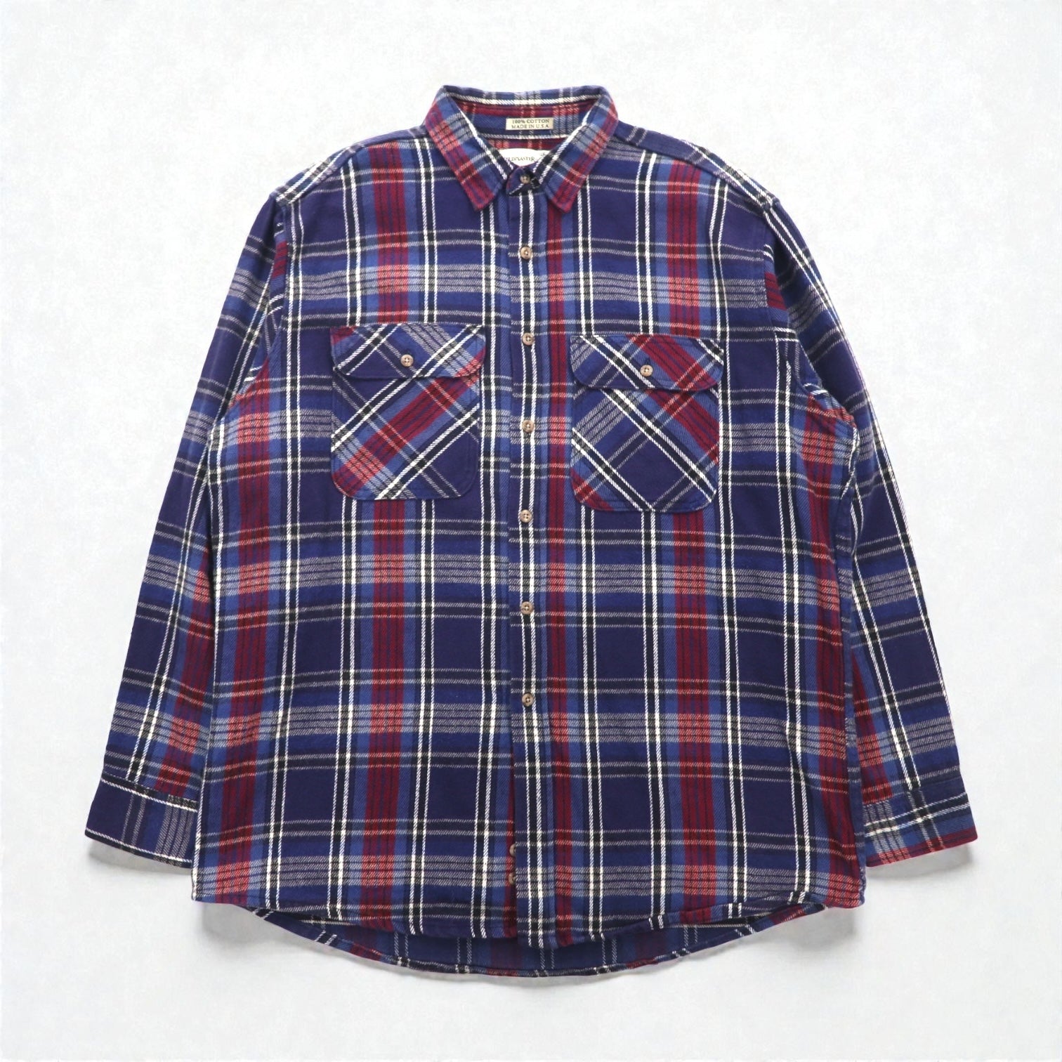 90s USA Vintage Flannel Shirt FIELDMASTER ヘビー フランネルシャツ XL チェック 胸ポケット USA製 90年代