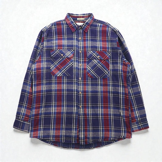 90s USA Vintage Flannel Shirt FIELDMASTER ヘビー フランネルシャツ XL チェック 胸ポケット USA製 90年代