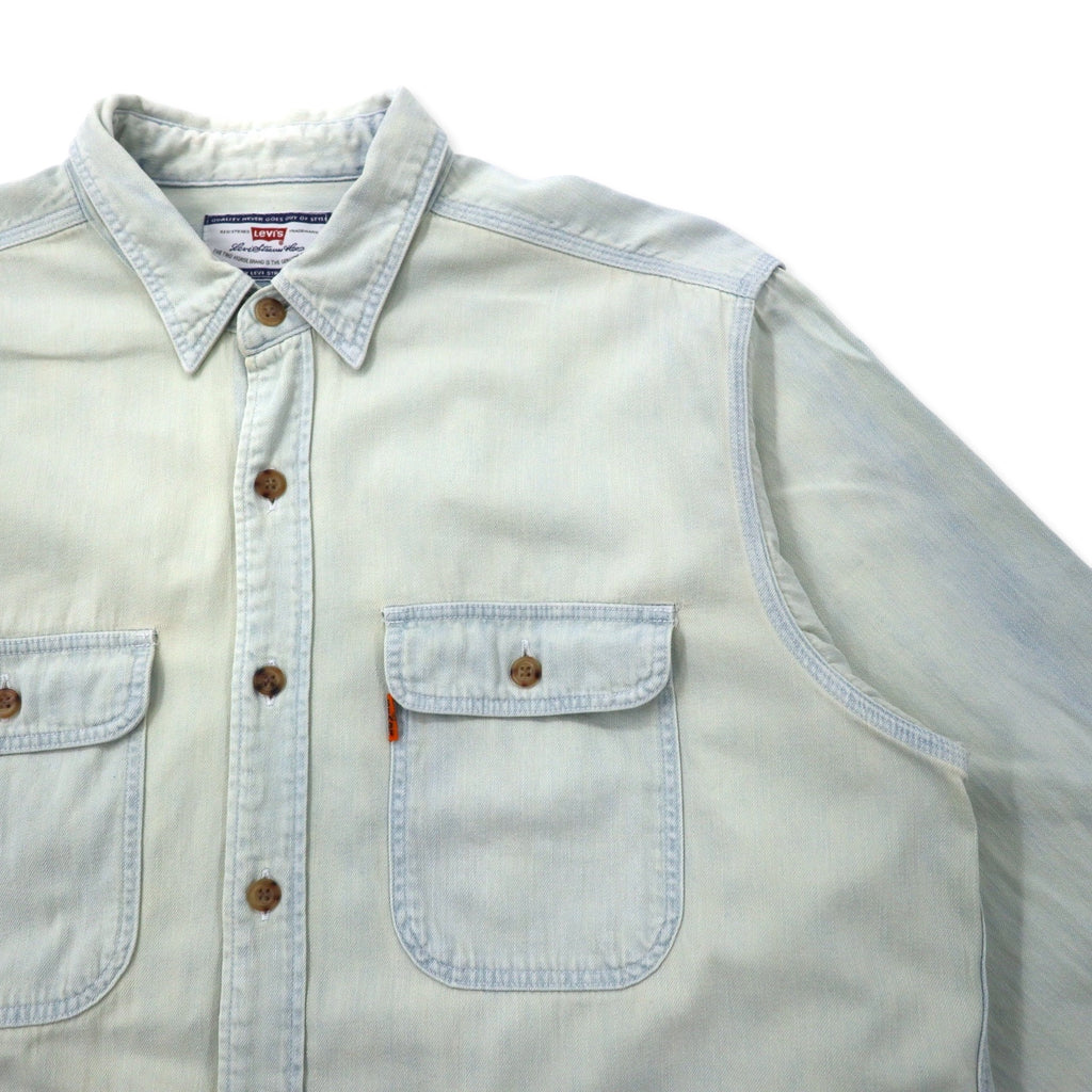 Levi's 90s Ice Wash Denim Shirt, Large, Blue, Cotton, Orange Tab