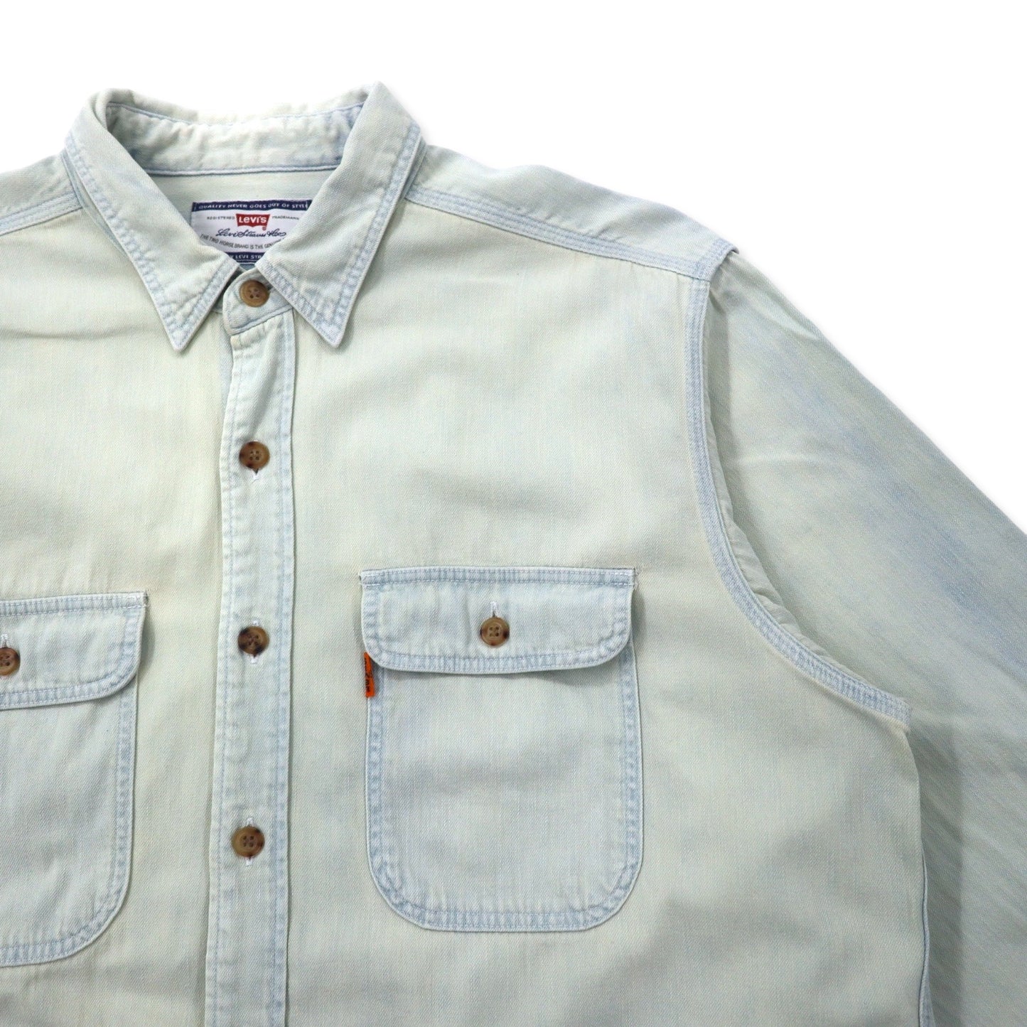 Levi's 90s Ice Wash Denim Shirt, Large, Blue, Cotton, Orange Tab