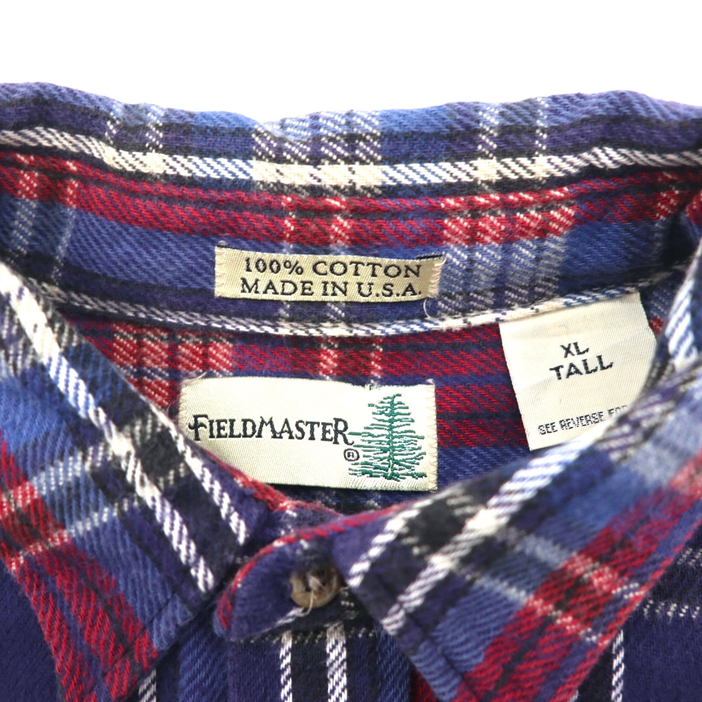 90s USA Vintage Flannel Shirt FIELDMASTER ヘビー フランネルシャツ XL チェック 胸ポケット USA製 90年代