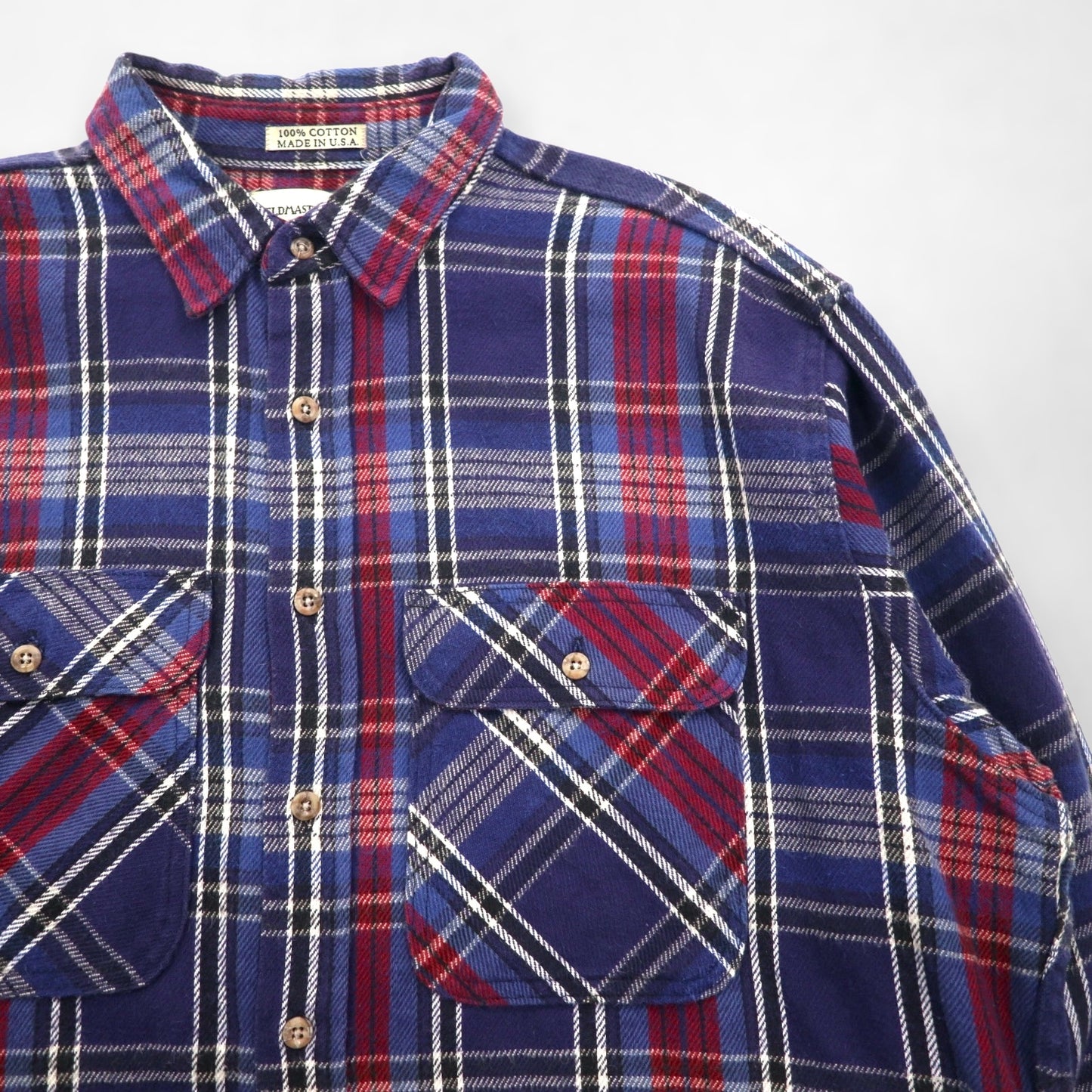 90s USA Vintage Flannel Shirt FIELDMASTER ヘビー フランネルシャツ XL チェック 胸ポケット USA製 90年代