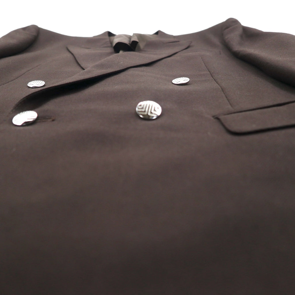 LANVIN Double-Breasted Peak Lapel Suit and Blazer Set, Size L, Dark Brown Wool with Metal Buttons, Wide Fit