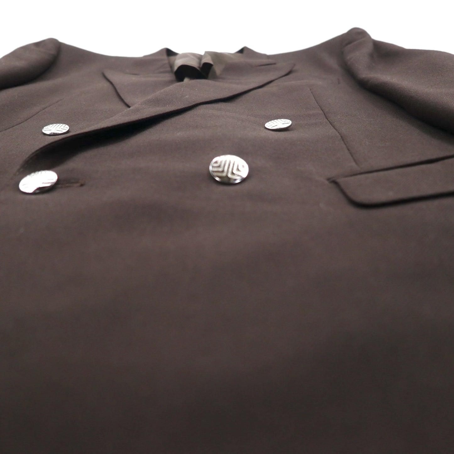 LANVIN ダブルブレスト ピークドラペル スーツ ブレザー セットアップ L ダークブラウン ウール メタルボタン ワイド