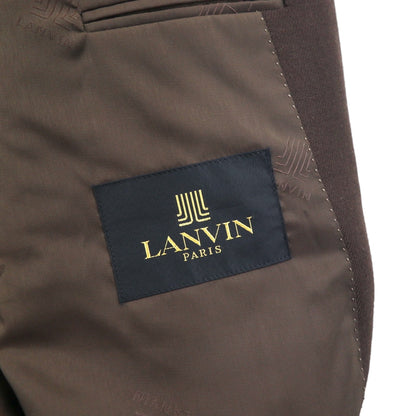 LANVIN ダブルブレスト ピークドラペル スーツ ブレザー セットアップ L ダークブラウン ウール メタルボタン ワイド